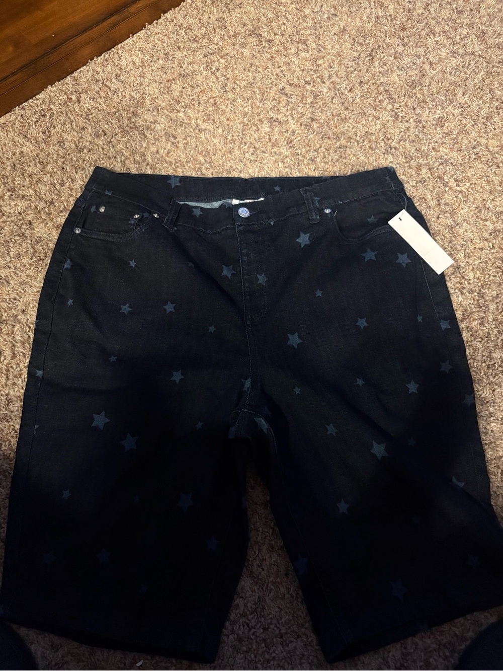 Denim&Co Indigo Star-Print Denim Shorts